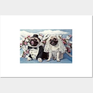 The Wedding Pug Dogs Posters and Art